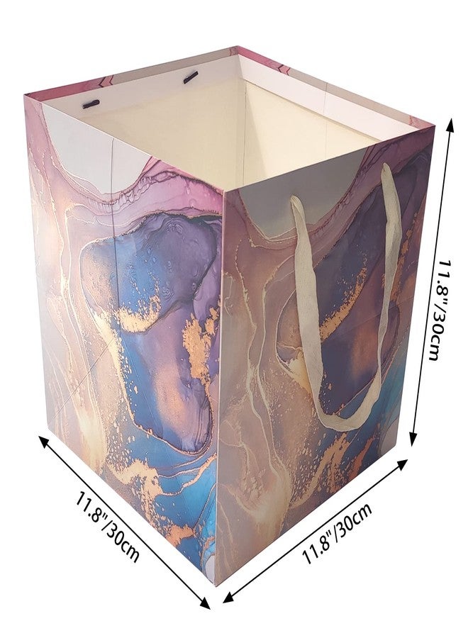RUIFYRAY Extra Large Gift Bag, 11.8 inches Square Reusable Big Bag with Handle, for Wedding, Birthday, Presents, Father's Day Gift, Purple Gold - Image 2